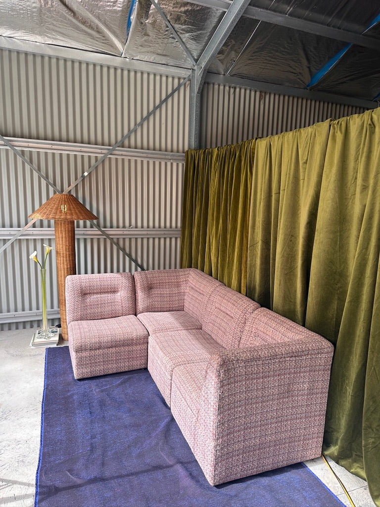 Vintage Pink Tweed Midcentury Modular Sofa, 60’s