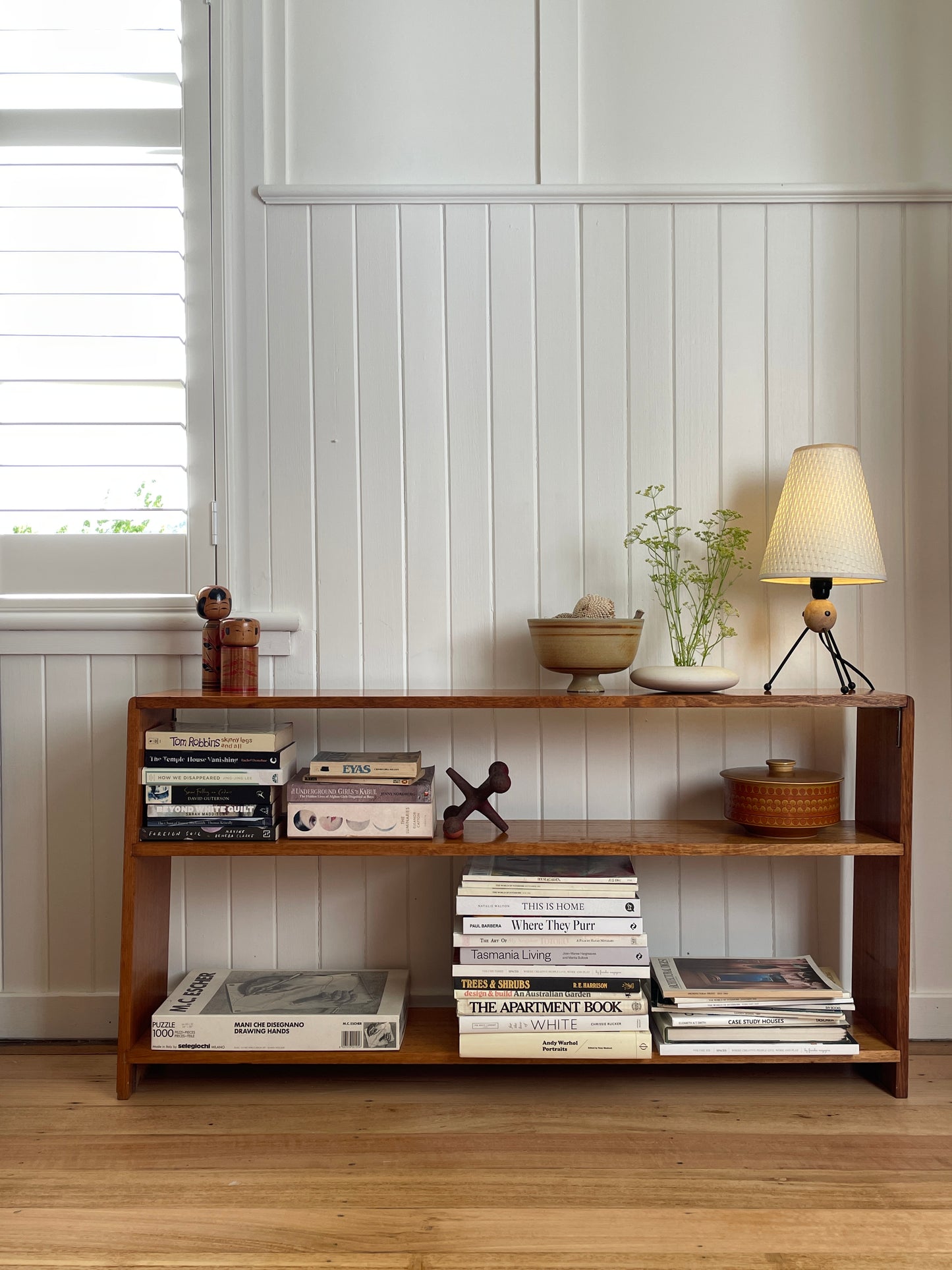 Vintage timber book shelf