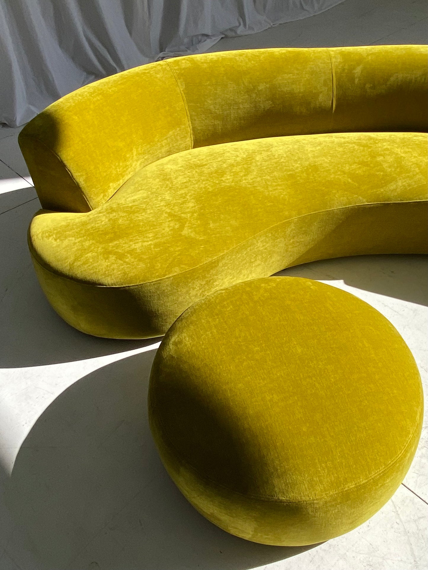 Large Bespoke Chartreuse Sofa with Ottoman