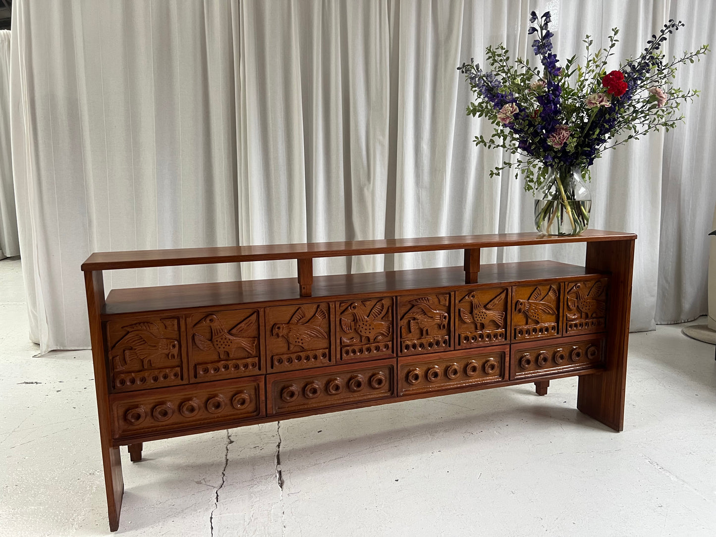 Vintage Carved Wooden Sideboard / Room Divider