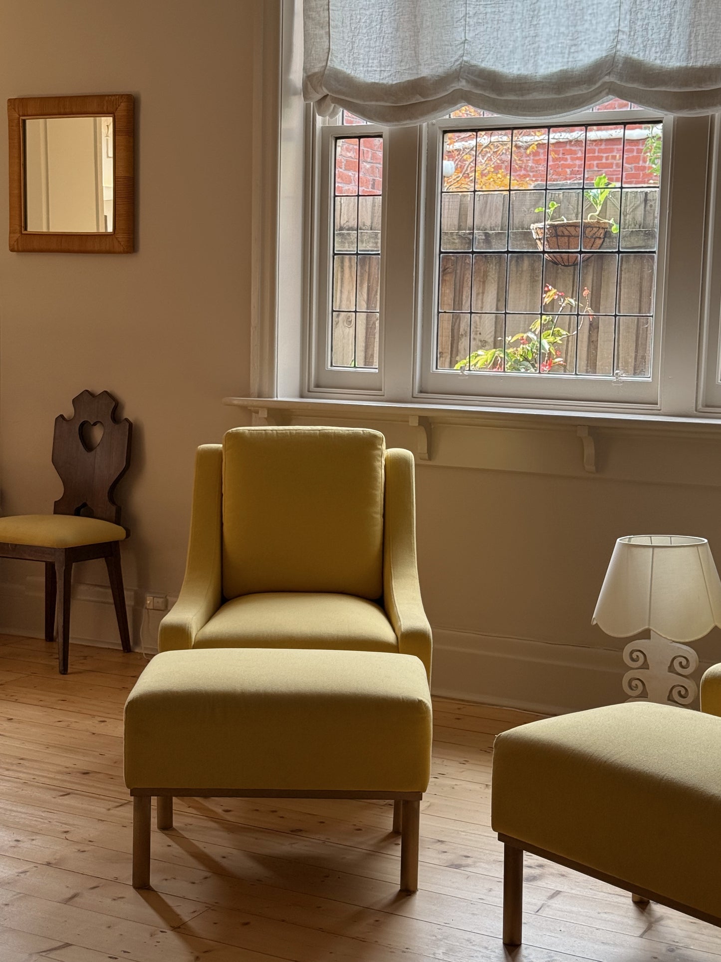 Pair of Lemon Lounge Chairs with Ottomans