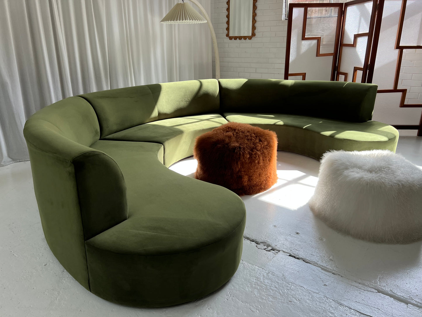 Bespoke Green Curved Modular Sofa