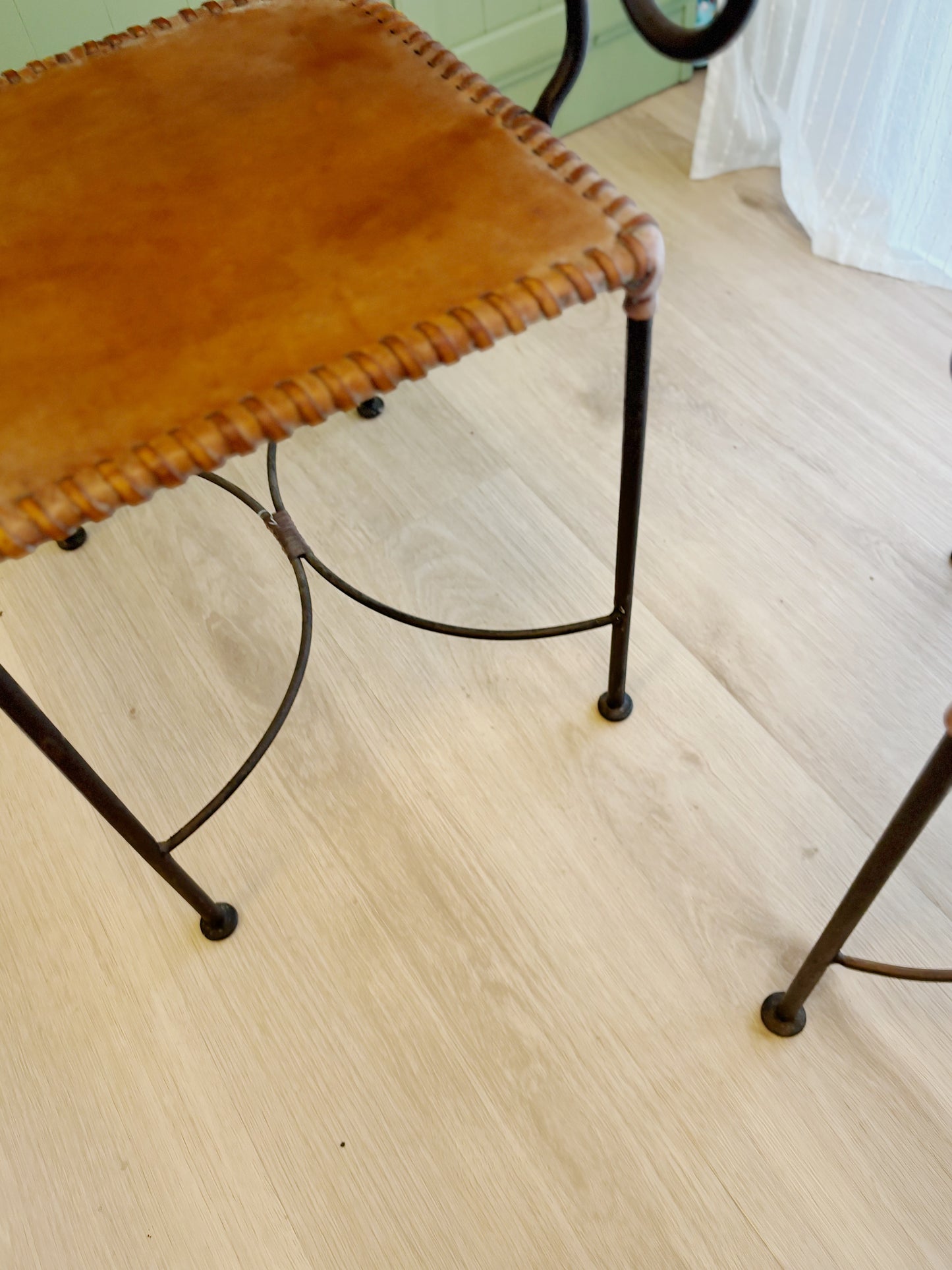 Spanish Wrought Iron & Leather Chairs