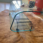 Fiam Italia Curved Glass Coffee Table with Magazine Rack
