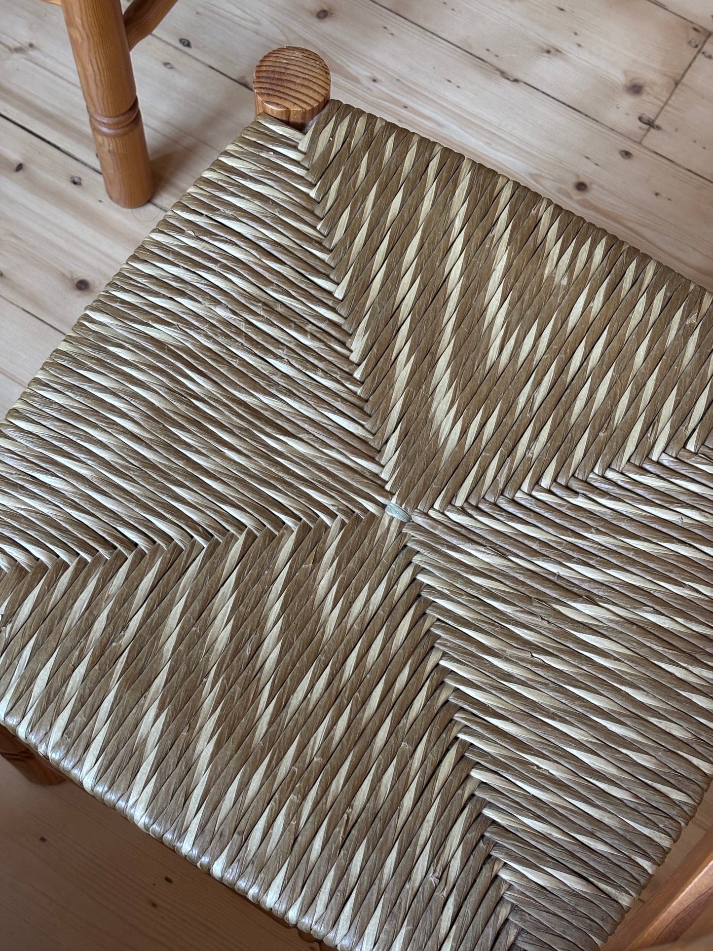 Set of Six Vintage Pine Dining Chairs