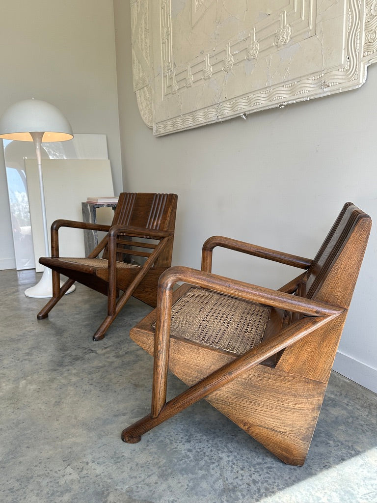 Vintage Burmese Teak and Rattan Easy Chair - Two Available