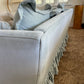 Blue Linen Ruffle Sofa