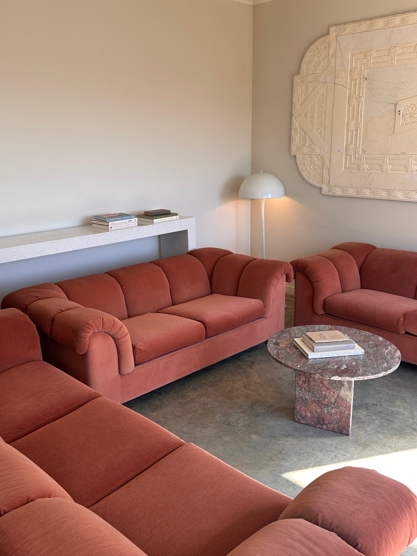Vintage Dusty Pink Custom Made Sofas, 80's