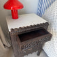 Pair of Antique Indian Carved Majuce Bedside Tables / Nightstands