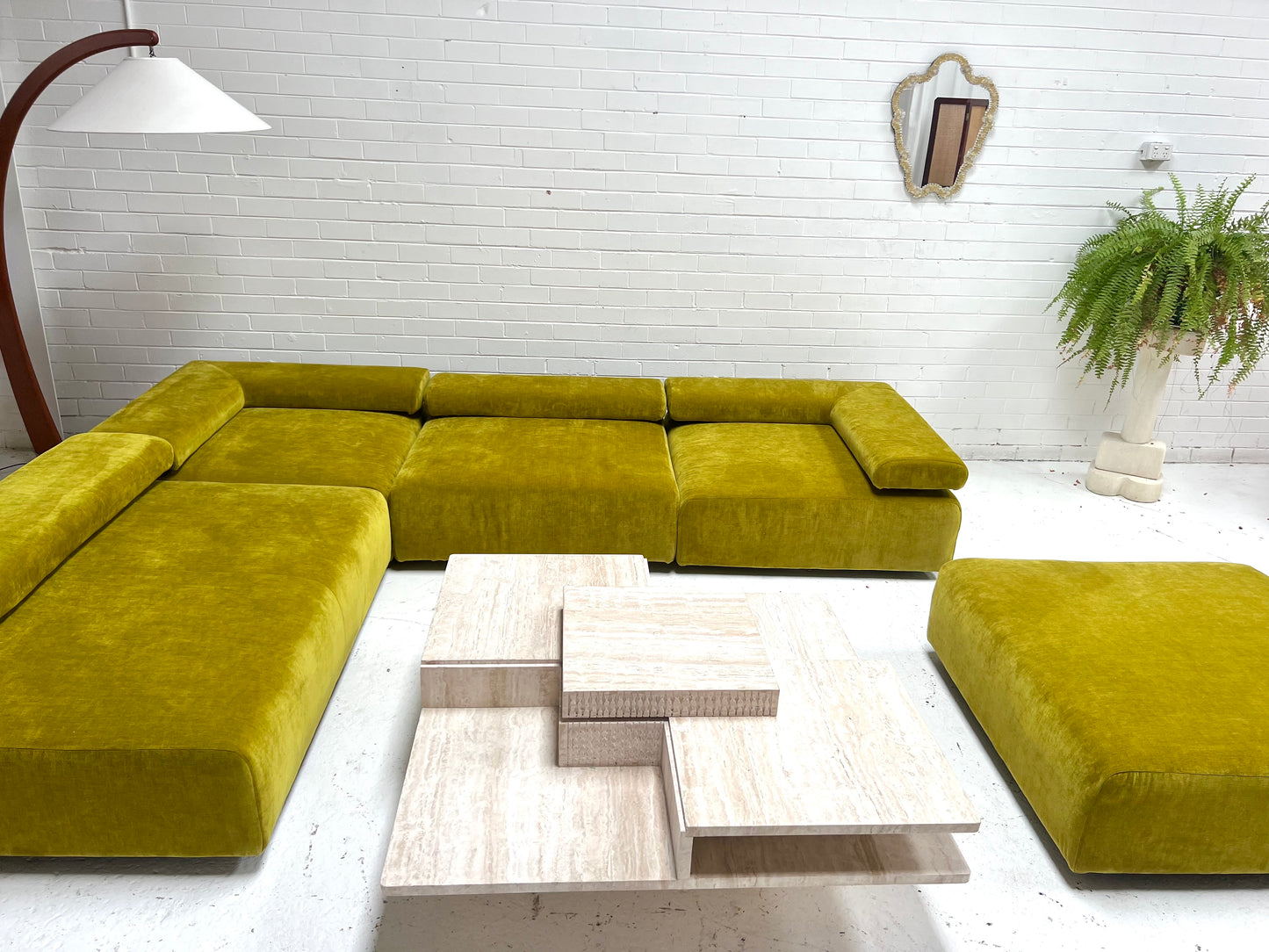 Bespoke Chartreuse Velvet Modular Sofa Set