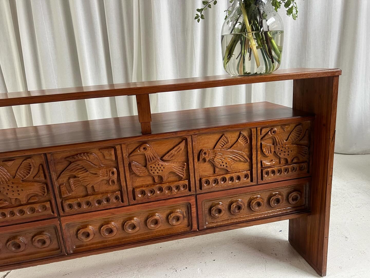 Vintage Carved Wooden Sideboard / Room Divider