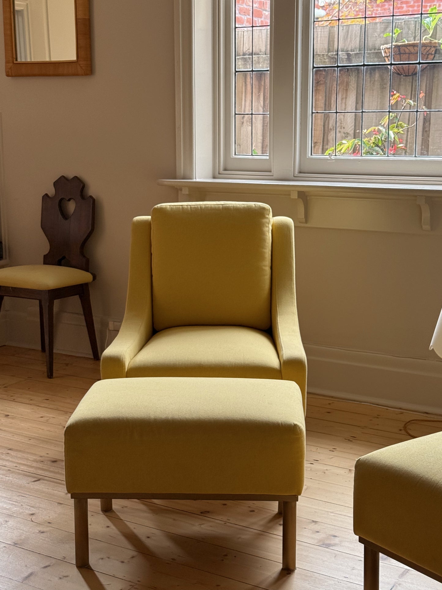 Pair of Lemon Lounge Chairs with Ottomans