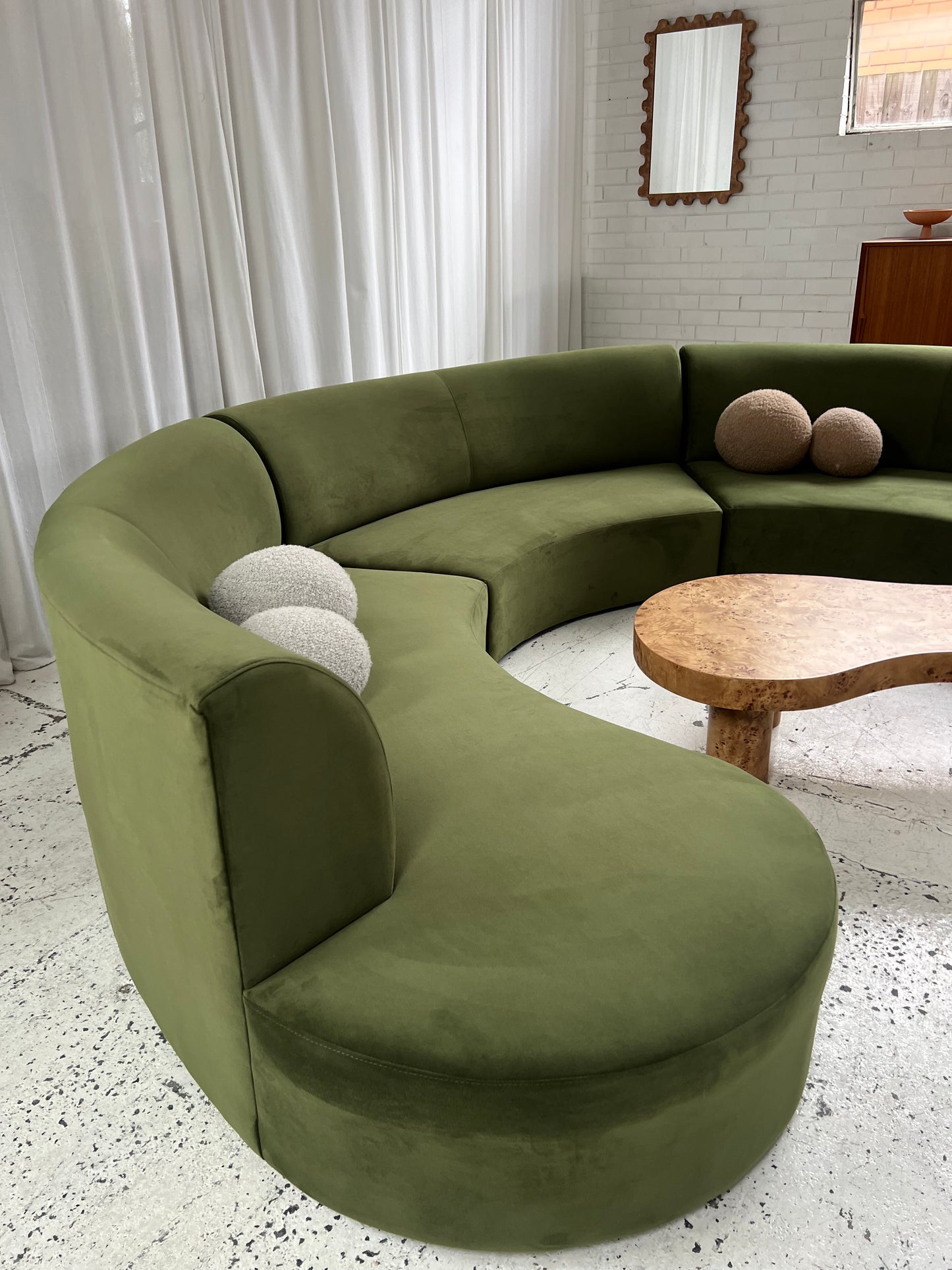 Bespoke Green Curved Modular Sofa