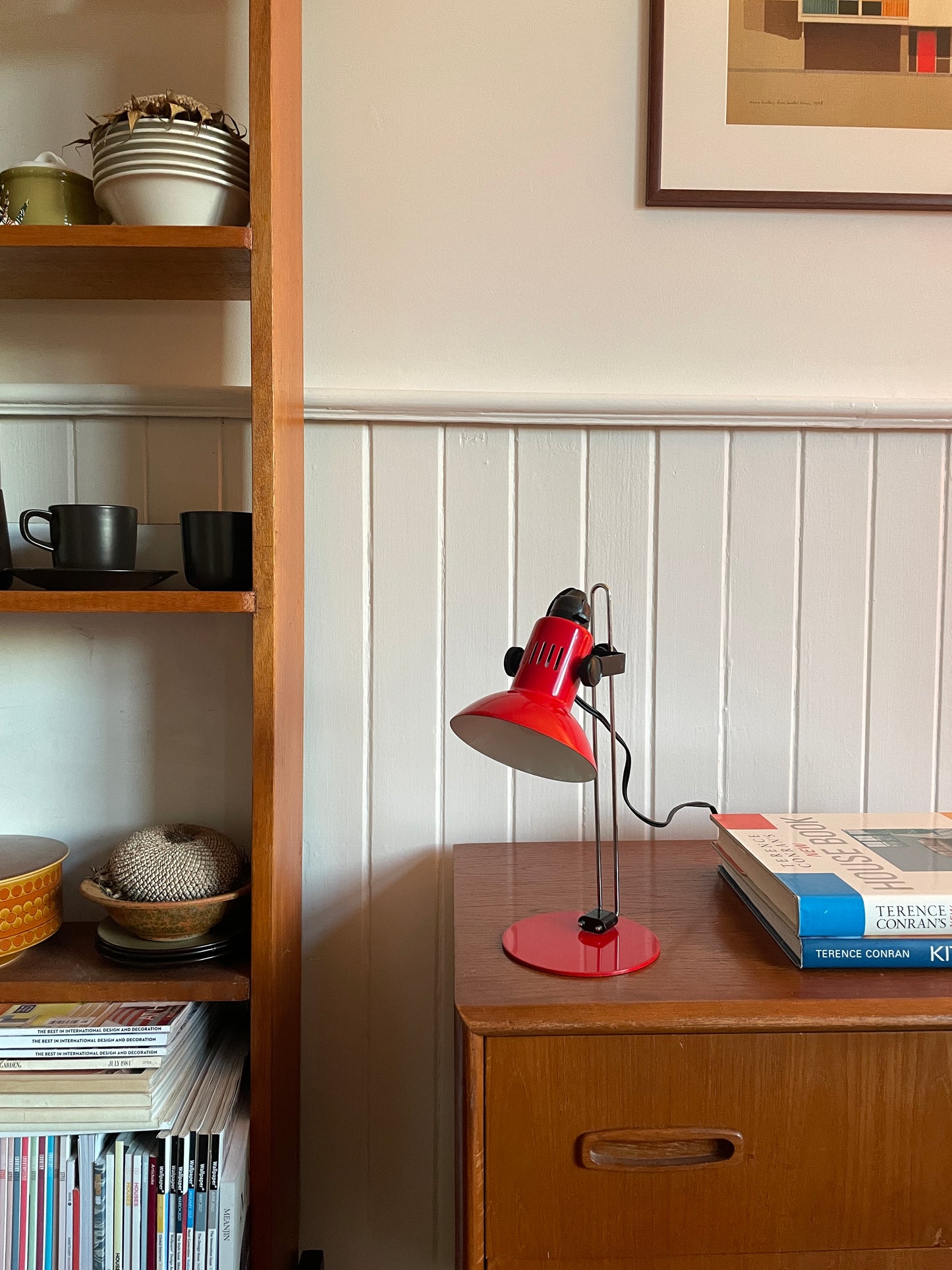 Vintage enamel desk lamps