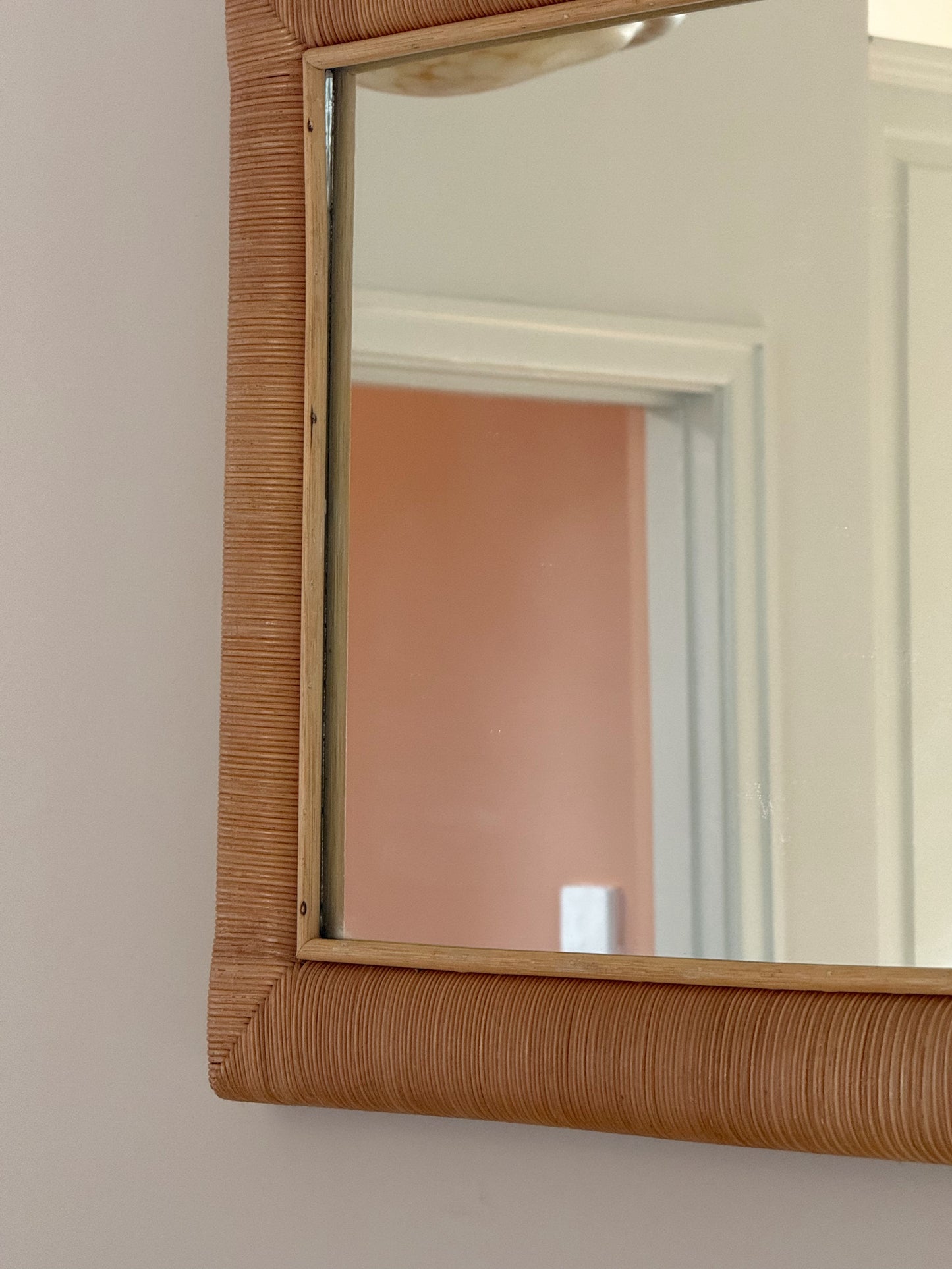 Vintage Square Cane Wrapped Mirror