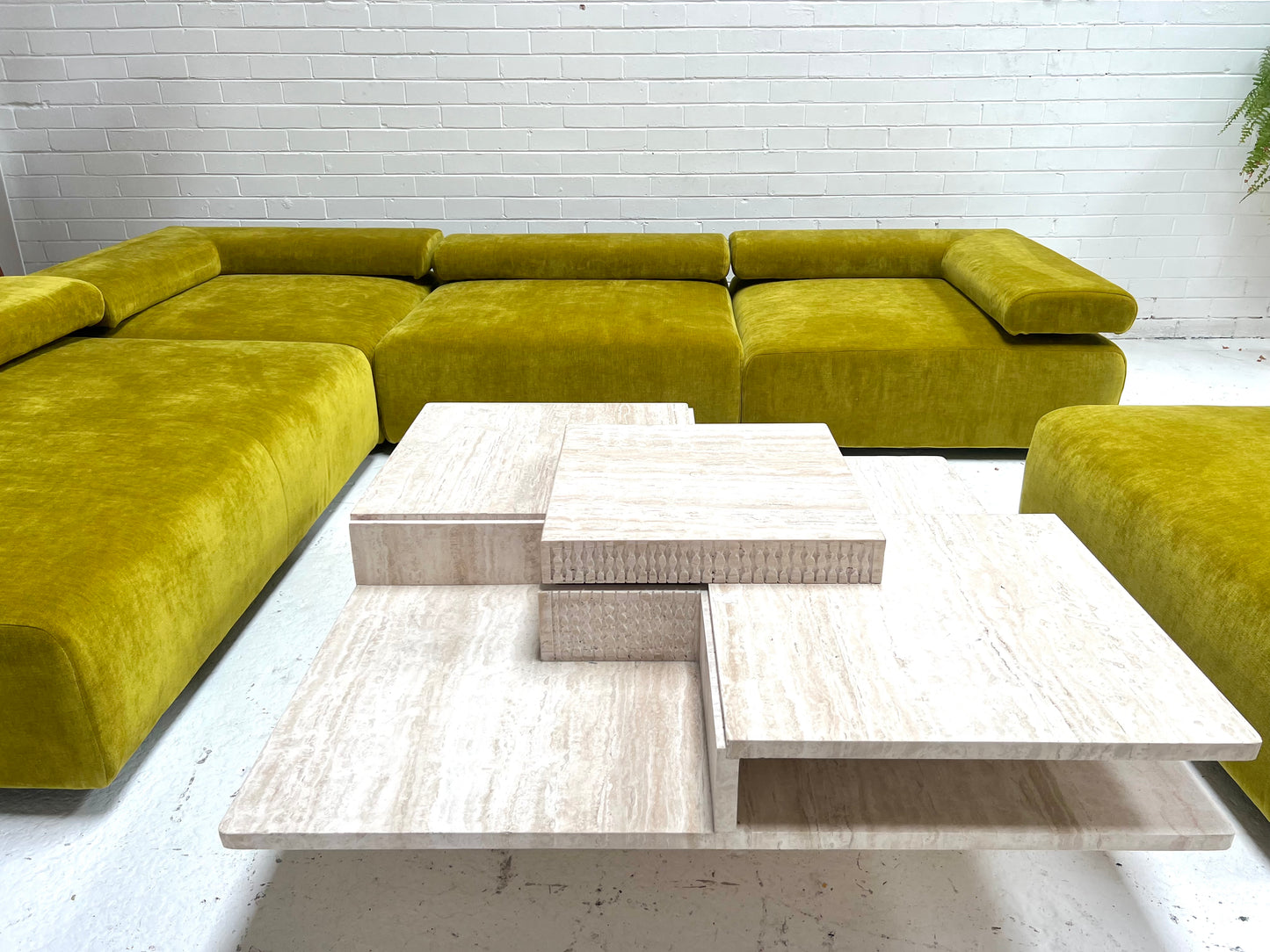 Bespoke Chartreuse Velvet Modular Sofa Set