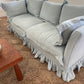 Blue Linen Ruffle Sofa