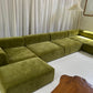 Bespoke Large Olive Velvet Modular Sofa Set