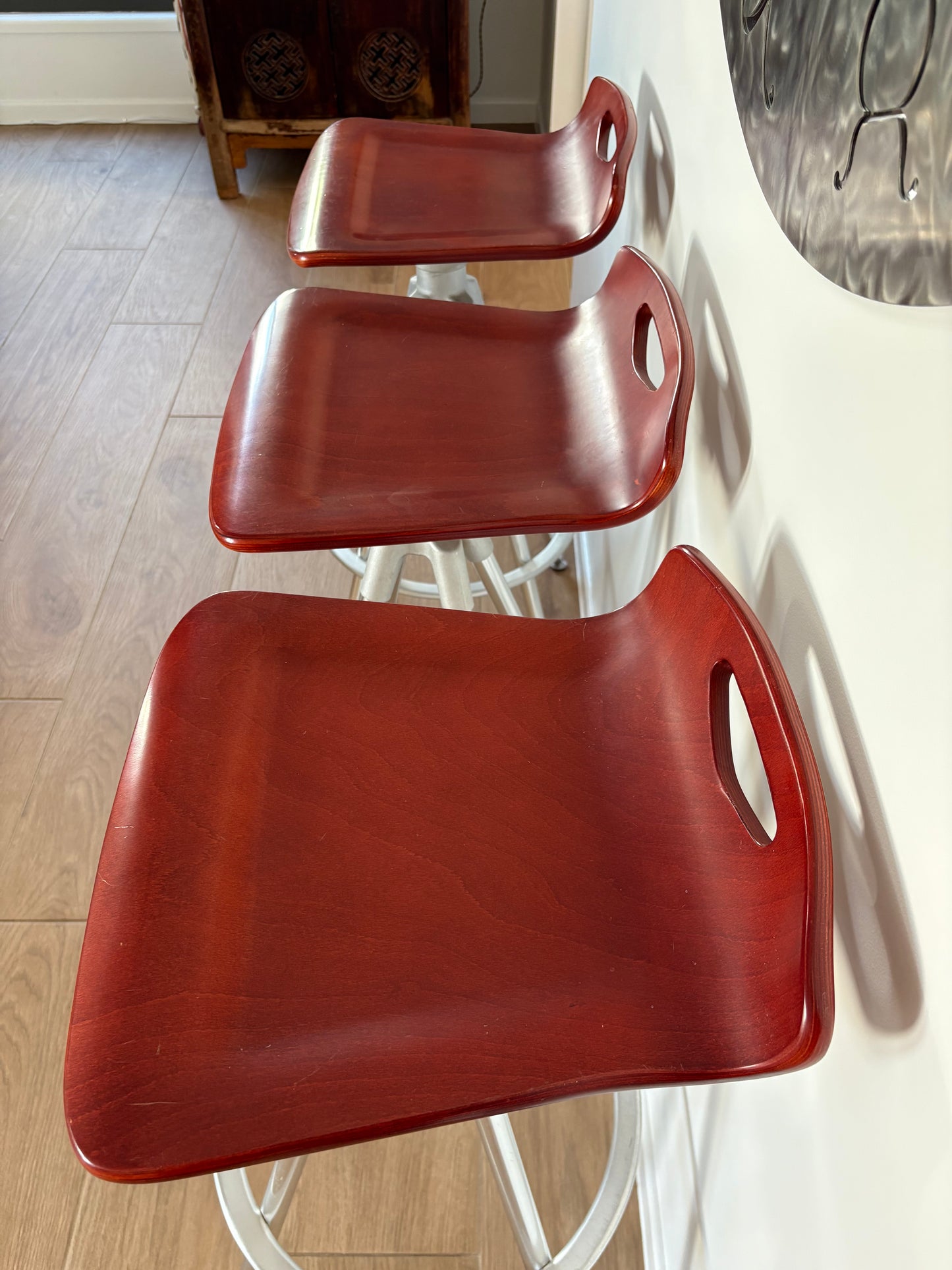 Set of Three Post Modern Bar Stools y Joan Casas for Indecasa