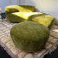 Green Velvet Sofa with Ottoman