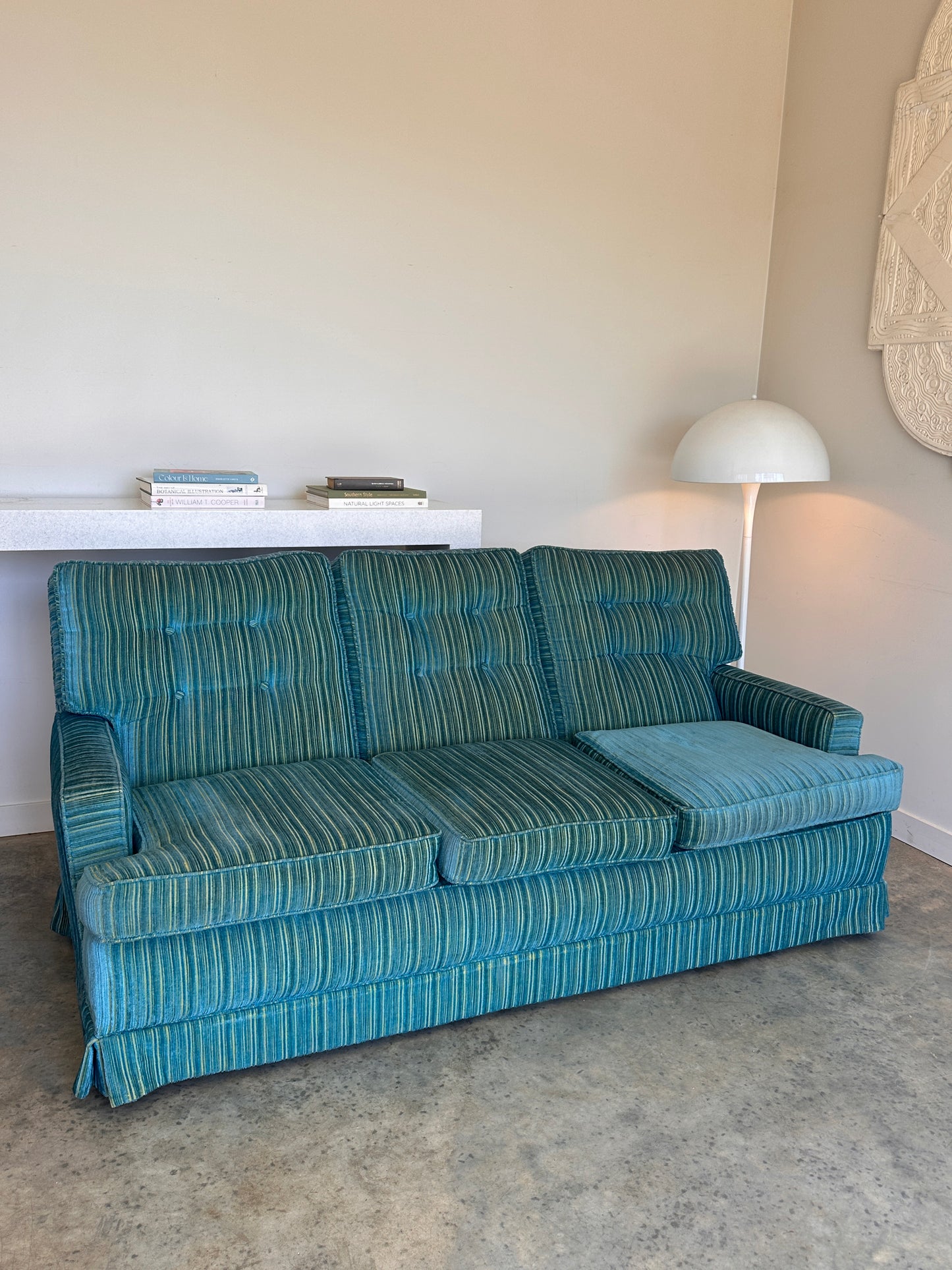 Vintage Blue / Green Striped Midcentury Sofa, 60’s