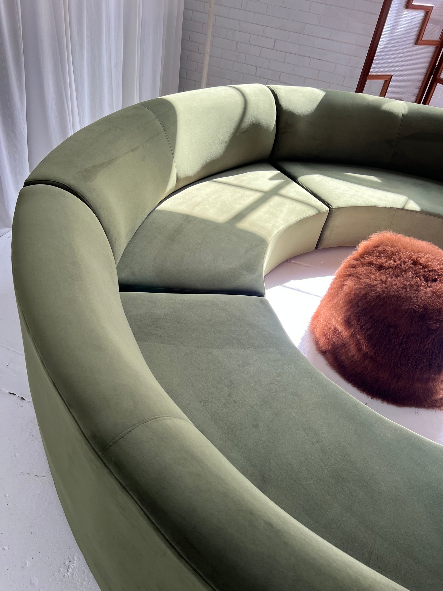 Bespoke Green Curved Modular Sofa