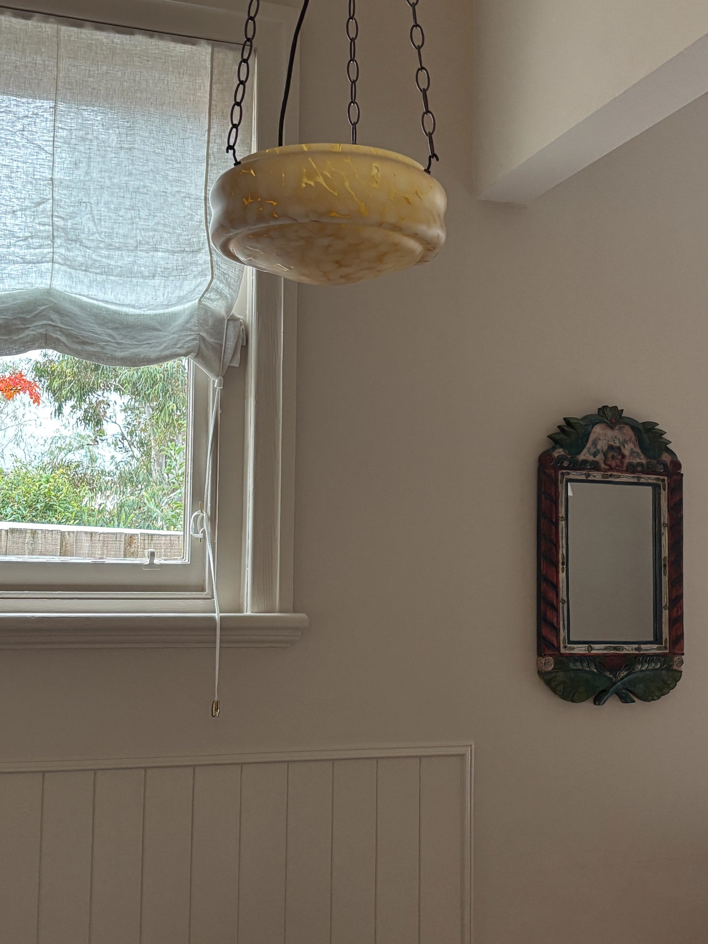 20th Century Folk Hand-Painted Wooden Mirror