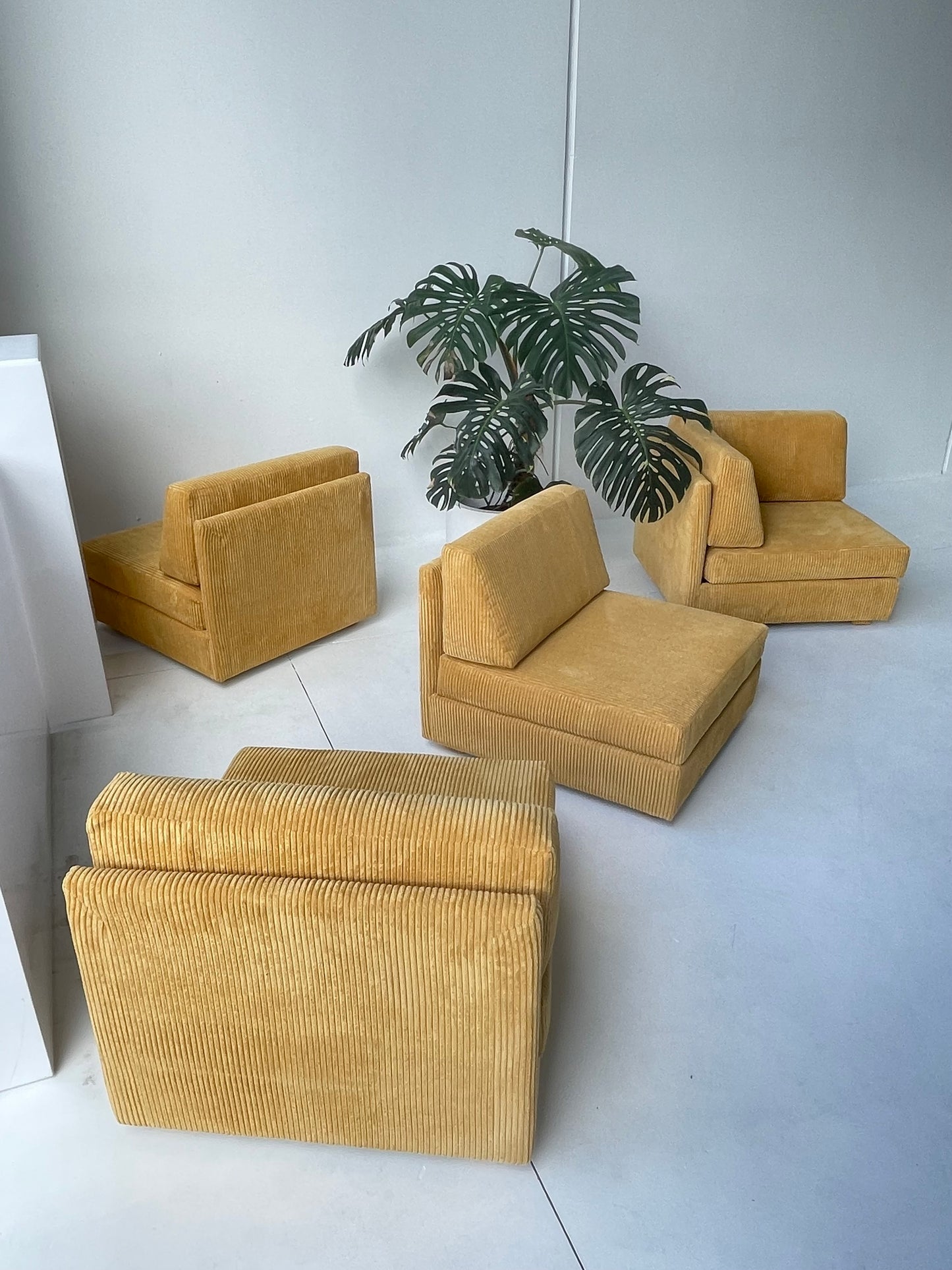 Yellow Corduroy Modular Sofa