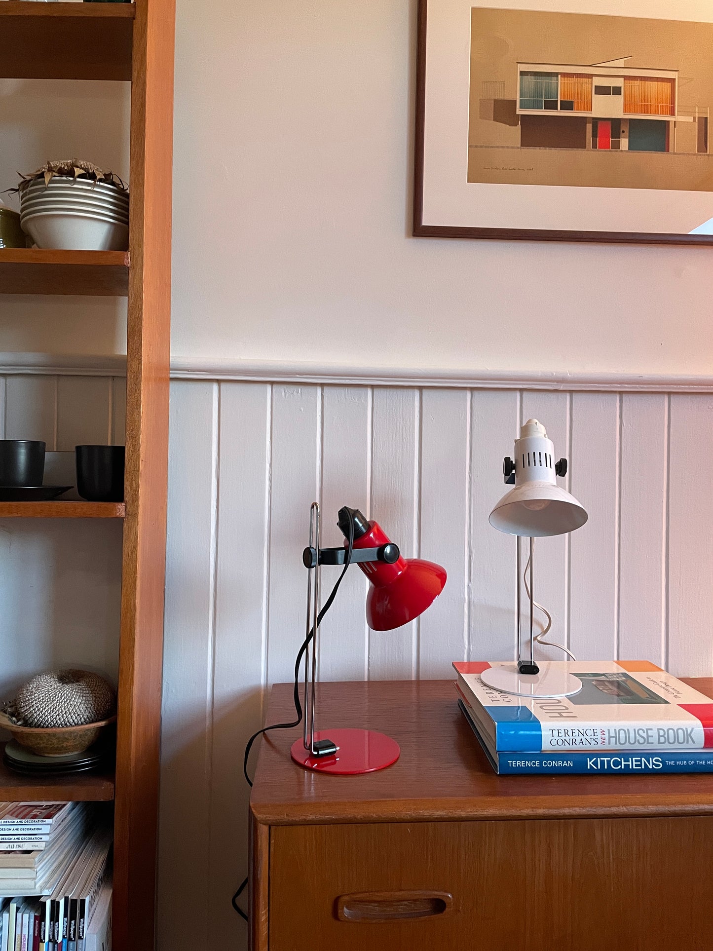 Vintage enamel desk lamps