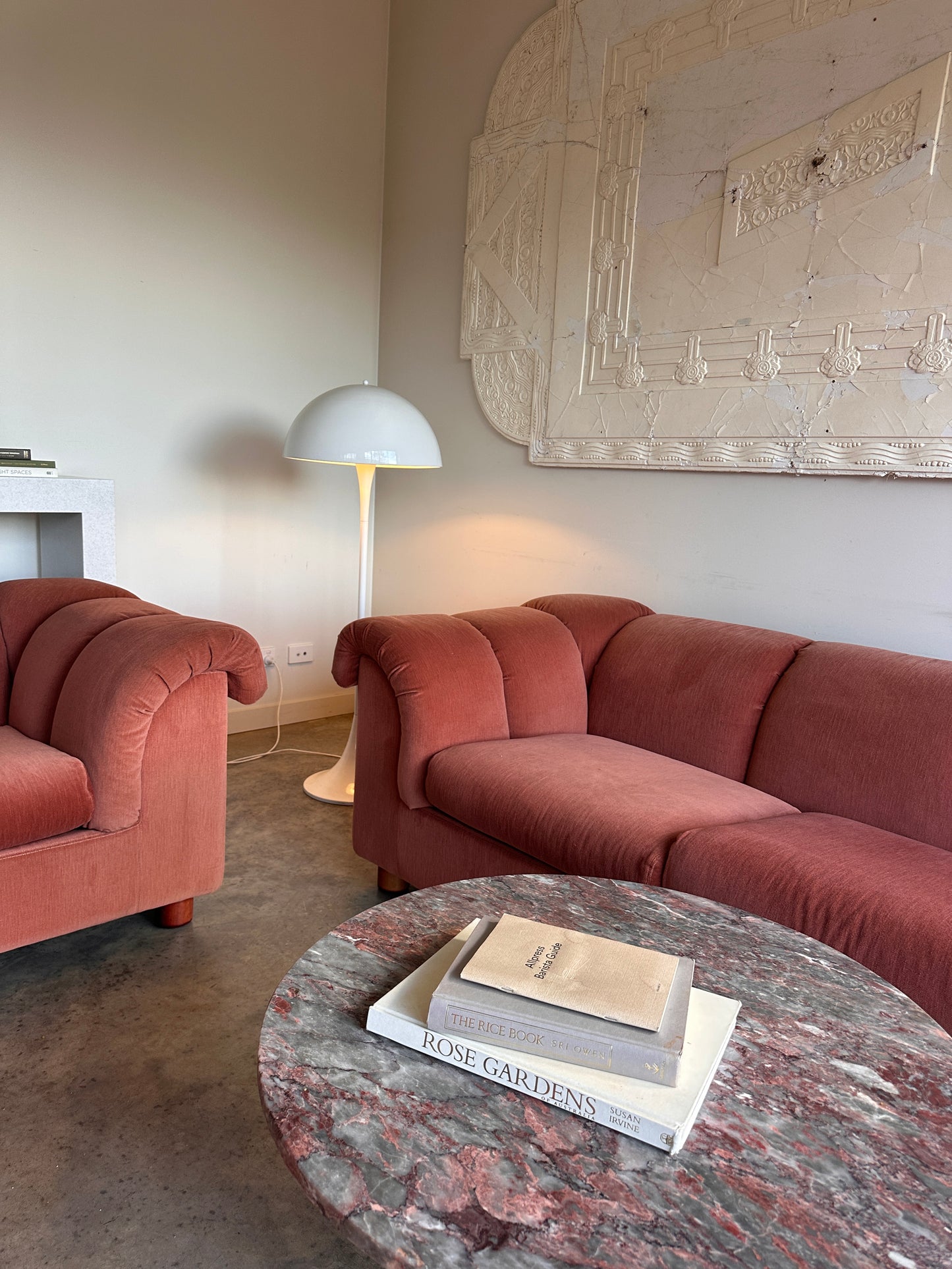 Vintage Dusty Pink Custom Made Sofas, 80's