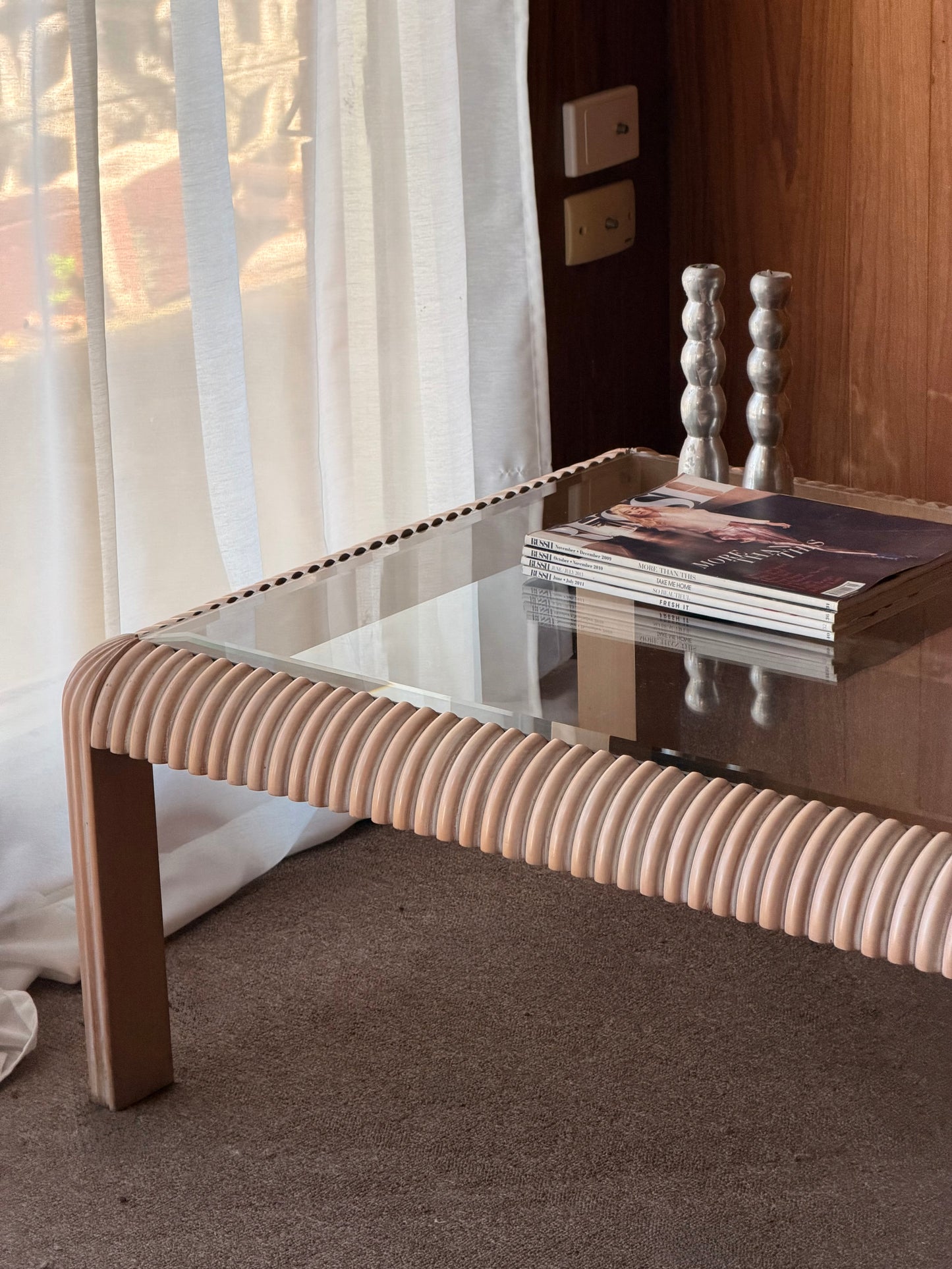 1970s Reed & Glass Coffee Table