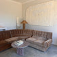 Vintage Tufted Caramel Velvet Curved Sofa