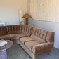Vintage Tufted Caramel Velvet Curved Sofa