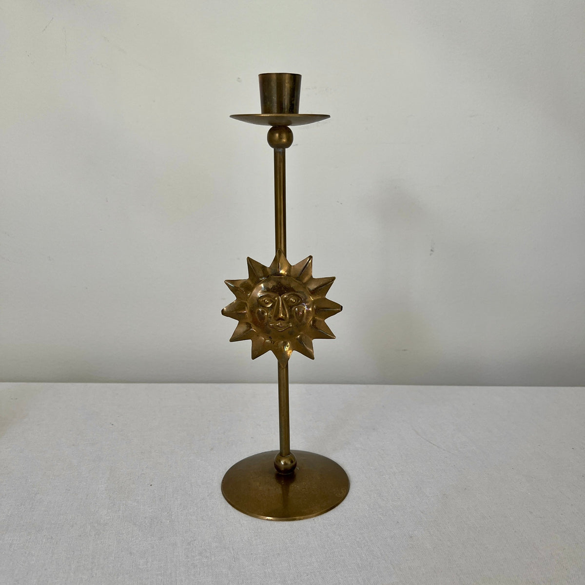 Vintage French Candle Holder With Sun Motif (shipping inc.)
