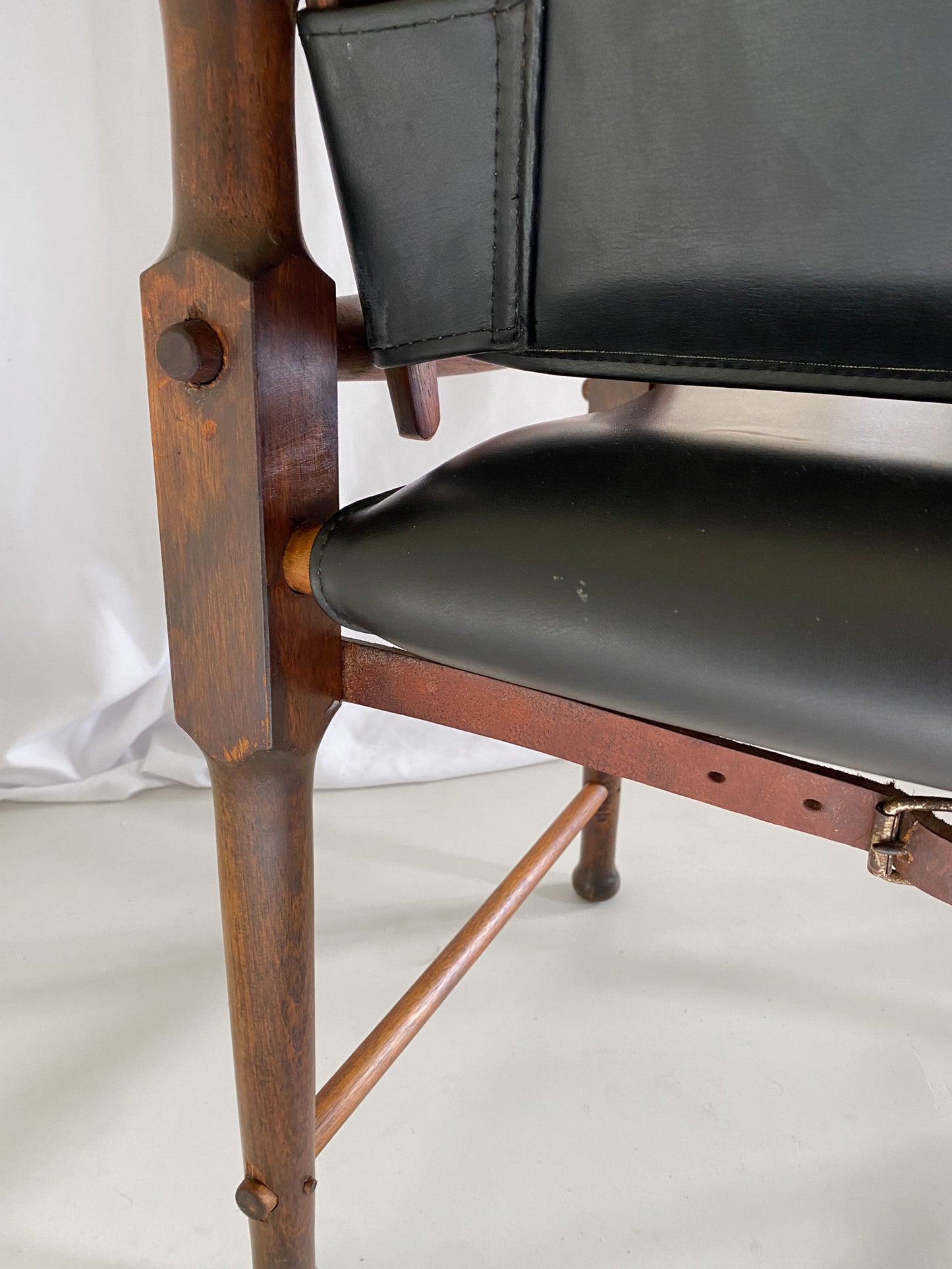 Michael Hirst Black Safari Chair circa 1960's