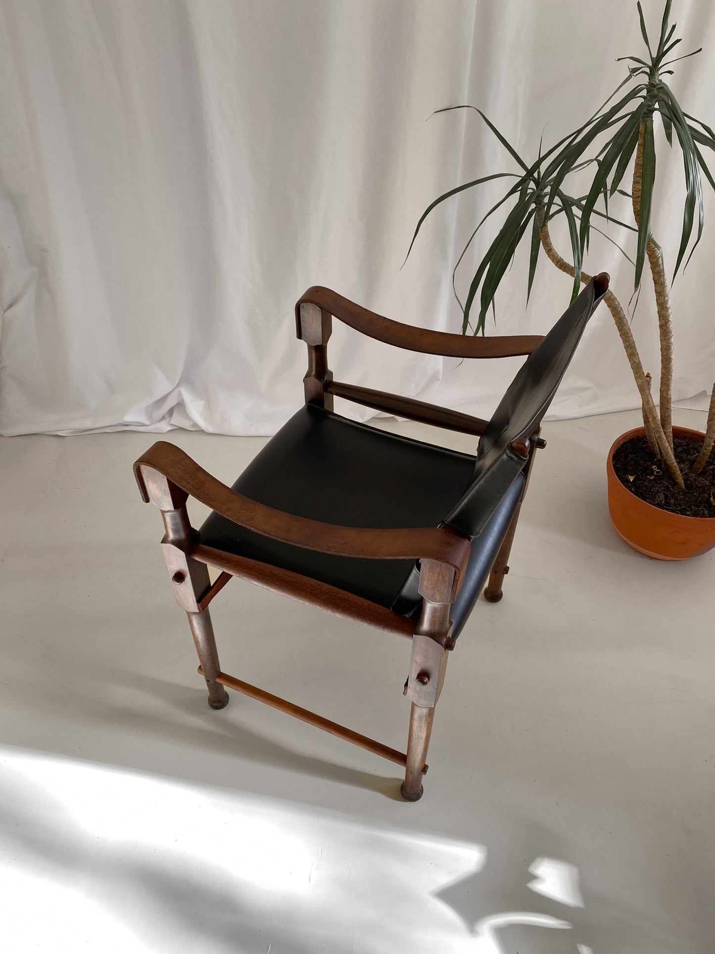 Michael Hirst Black Safari Chair circa 1960's