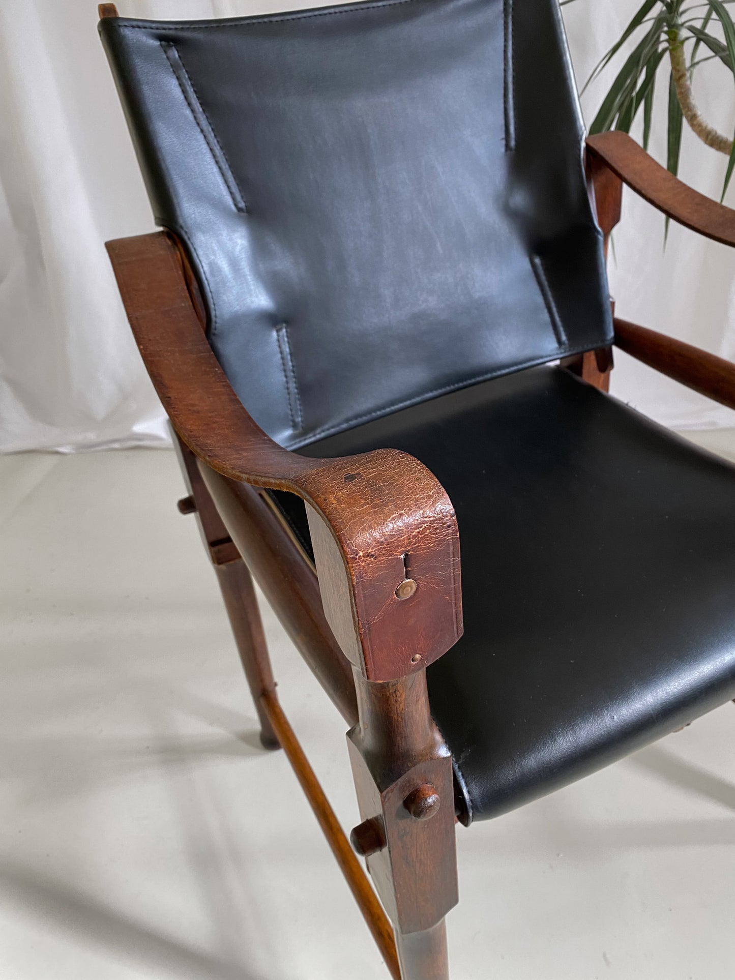 Michael Hirst Black Safari Chair circa 1960's