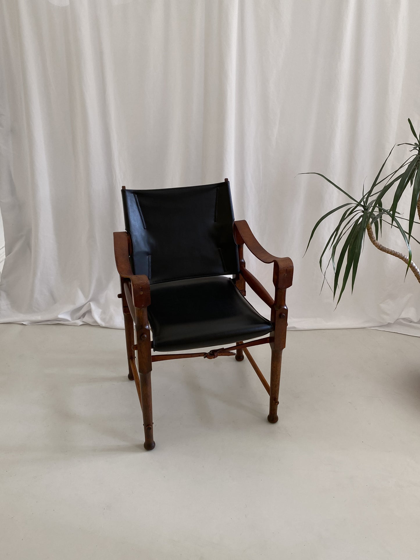 Michael Hirst Black Safari Chair circa 1960's