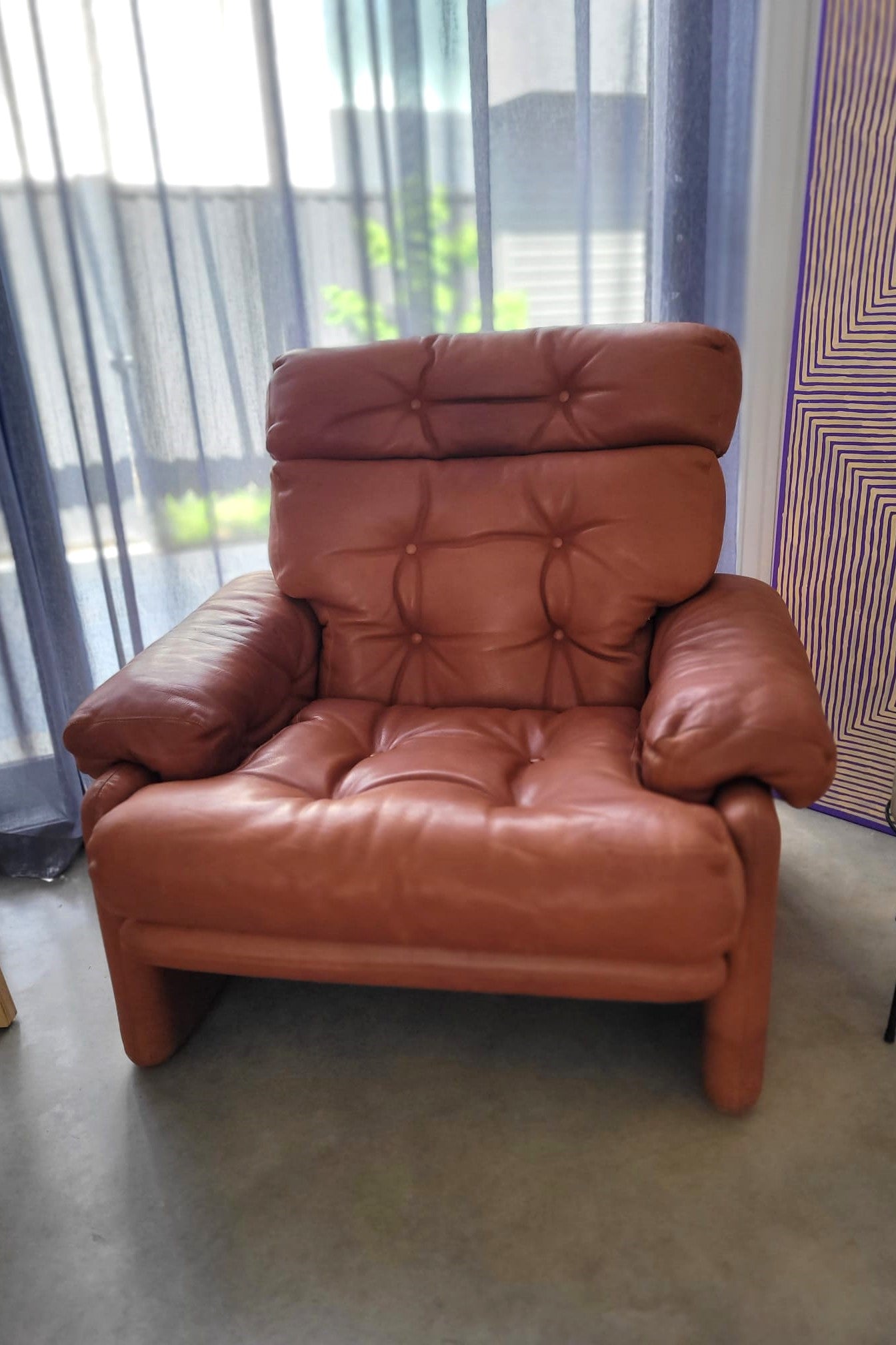 B&B Italia leather 'CORONADO' armchair by Afra & Tobia Scarpa