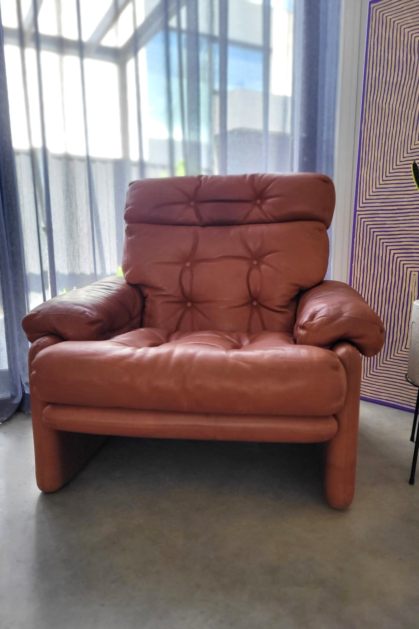 B&B Italia leather 'CORONADO' armchair by Afra & Tobia Scarpa