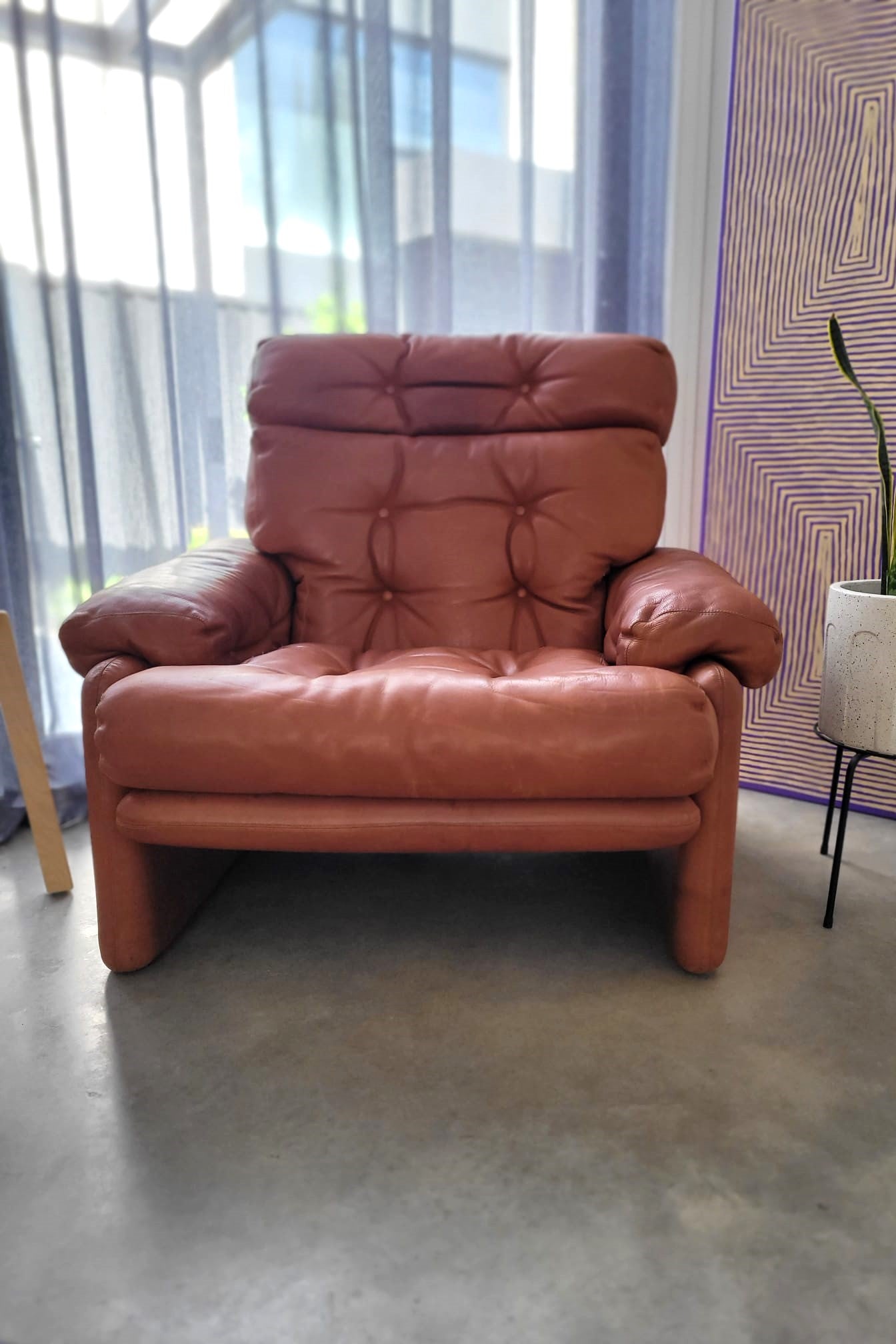 B&B Italia leather 'CORONADO' armchair by Afra & Tobia Scarpa