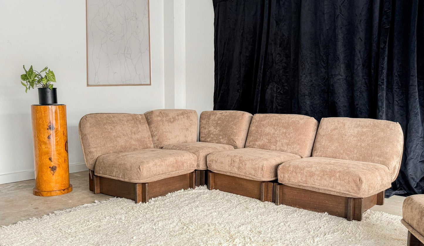 Set of Five Vintage Parker Chairs/Modular Sofa