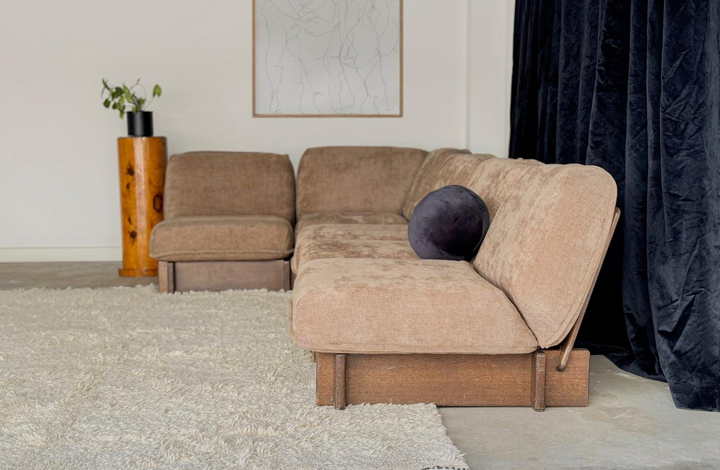 Set of Five Vintage Parker Chairs/Modular Sofa