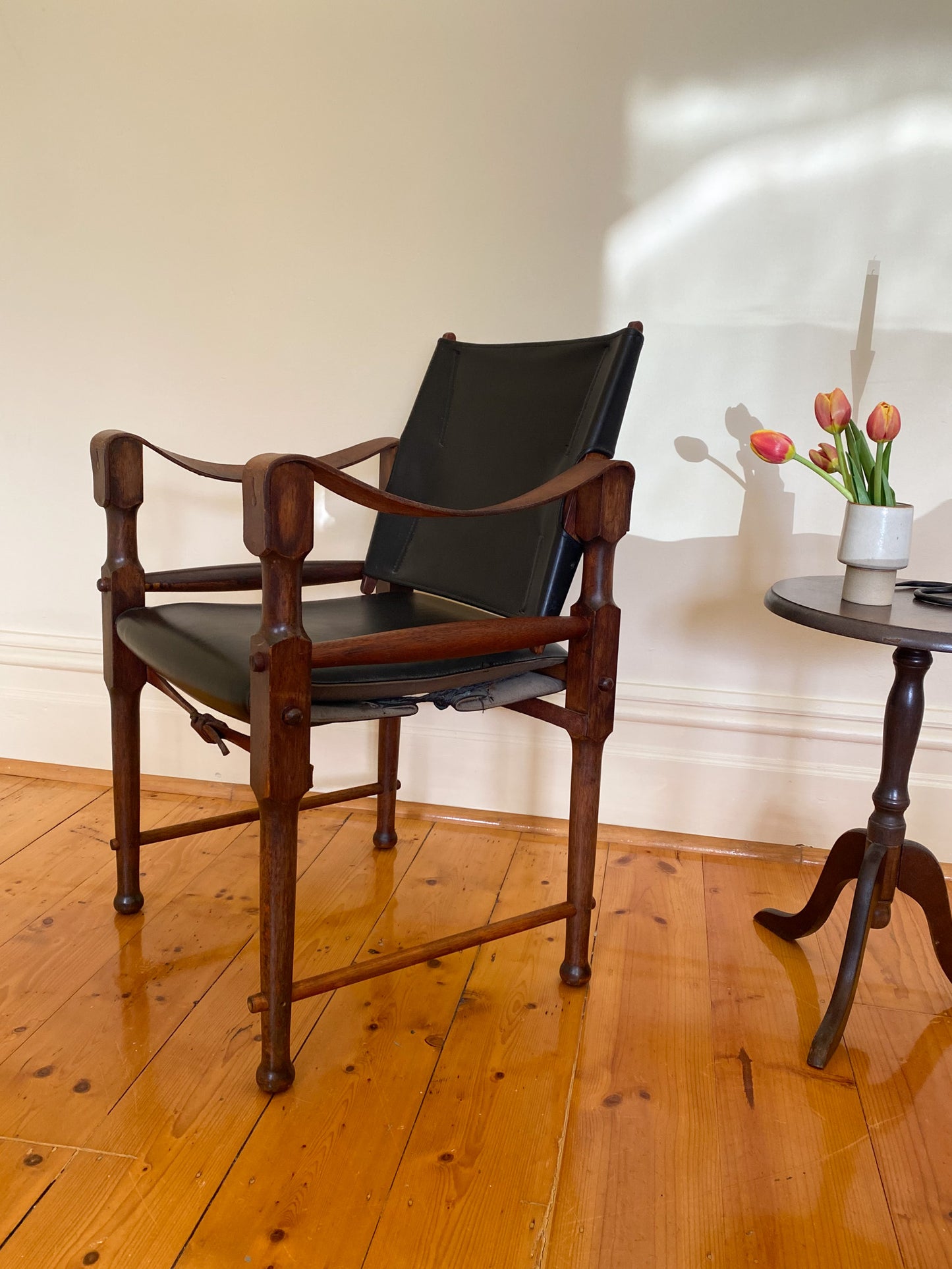 Michael Hirst Black Safari Chair circa 1960's