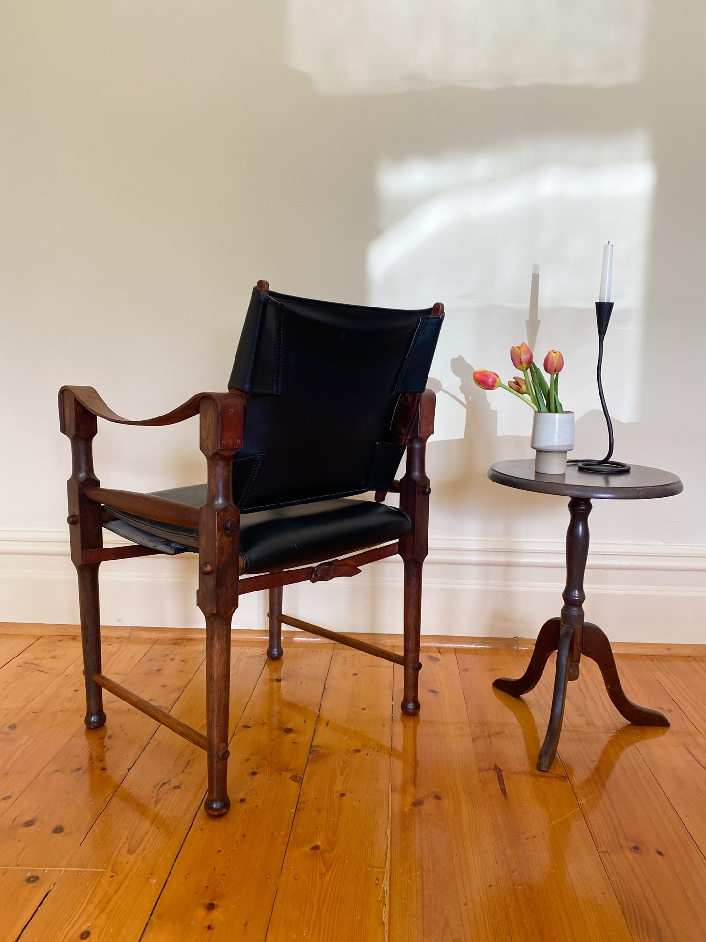 Michael Hirst Black Safari Chair circa 1960's