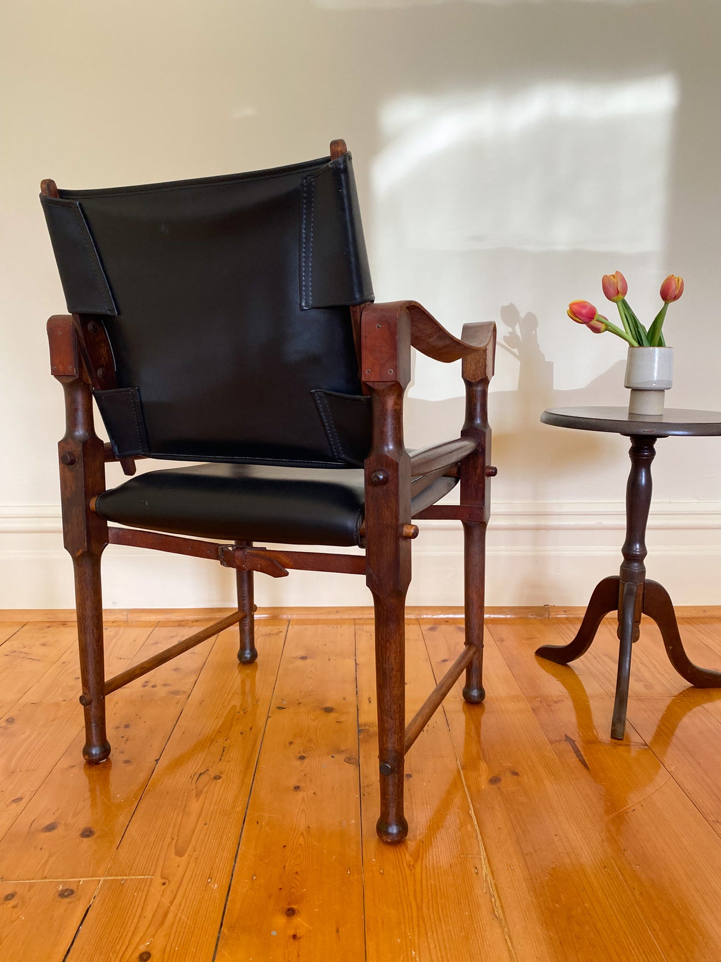 Michael Hirst Black Safari Chair circa 1960's