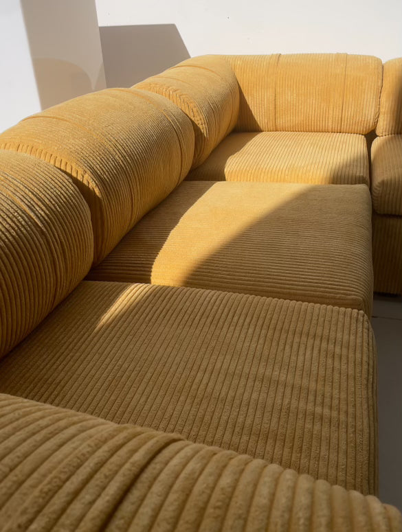 Yellow Corduroy Modular Sofa