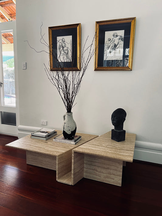 Split Level Travertine Coffee Table