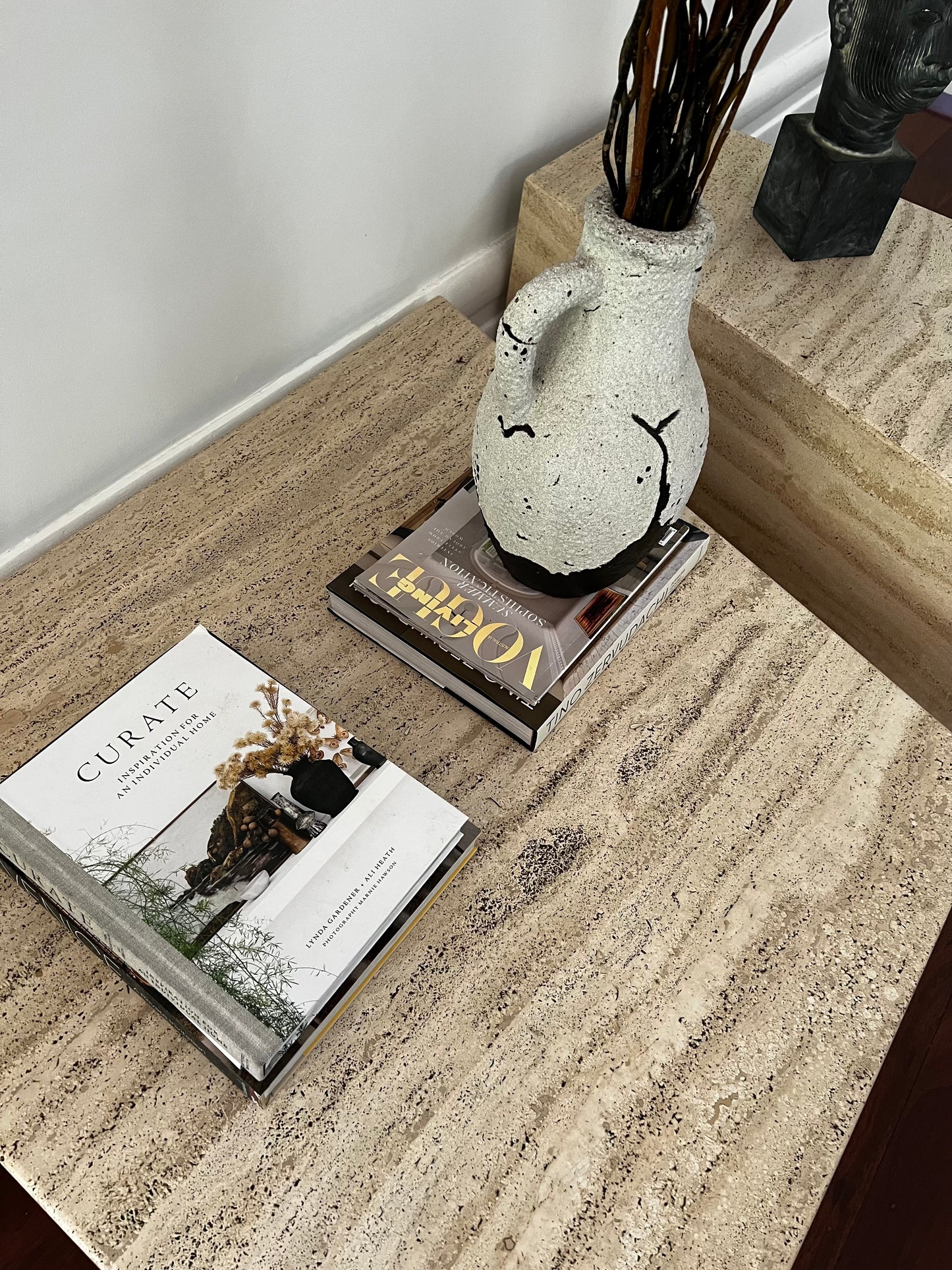 Split Level Travertine Coffee Table