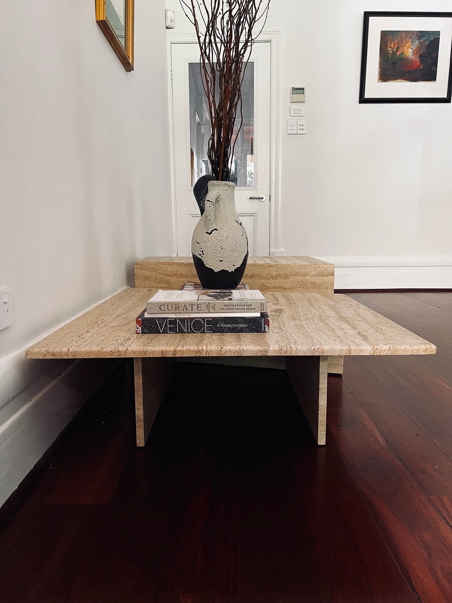 Split Level Travertine Coffee Table